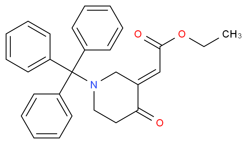 (2E)-2-[4-Oxo-1-trityl-3-piperidinylidene]acetic Acid Ethyl Ester_分子结构_CAS_239466-39-8)