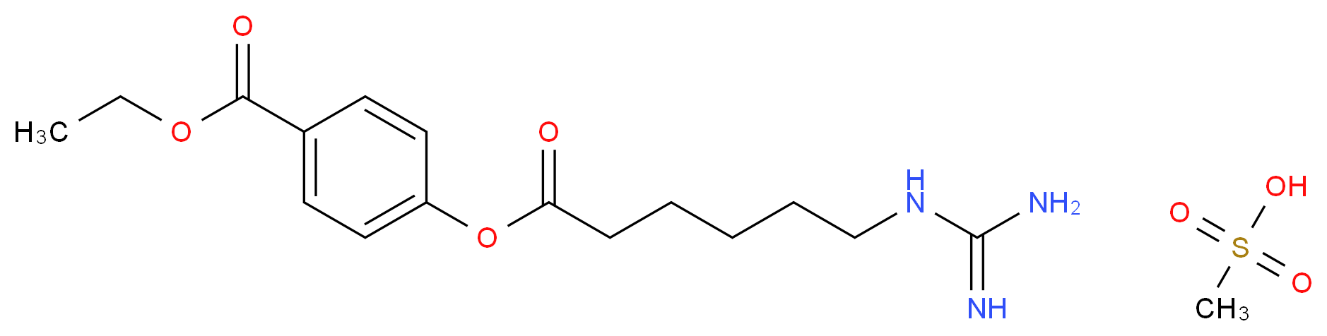 methanesulfonic acid ethyl 4-[(6-carbamimidamidohexanoyl)oxy]benzoate_分子结构_CAS_56974-61-9