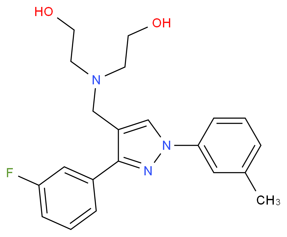 2,2'-({[3-(3-fluorophenyl)-1-(3-methylphenyl)-1H-pyrazol-4-yl]methyl}imino)diethanol_分子结构_CAS_)