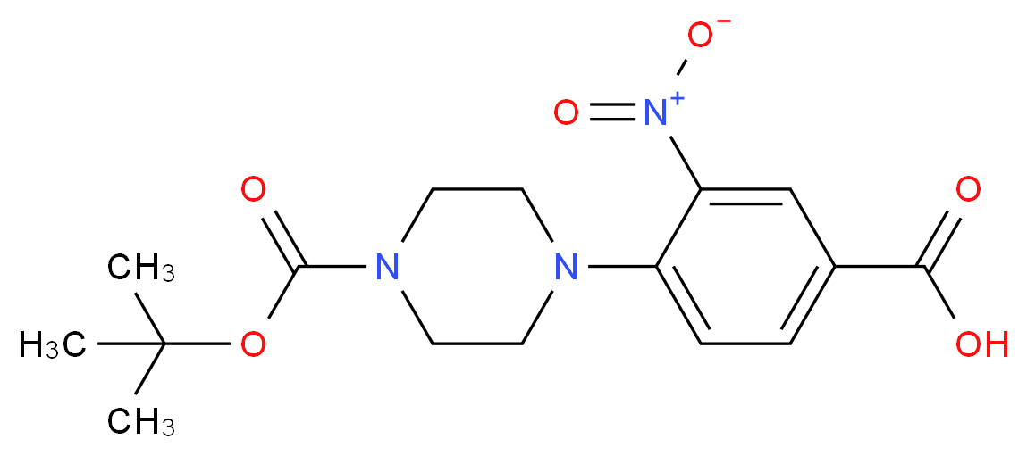 4-{4-[(tert-butoxy)carbonyl]piperazin-1-yl}-3-nitrobenzoic acid_分子结构_CAS_870703-72-3