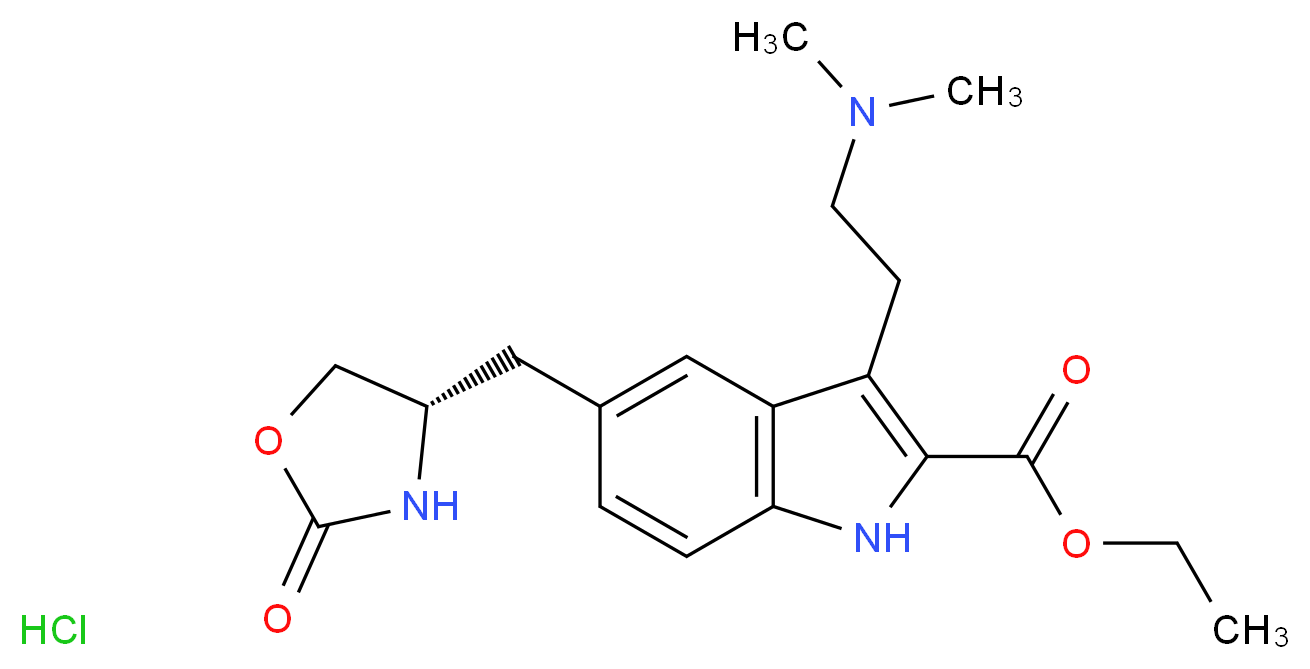Zolmitriptan 2-Carboxylic Acid Ethyl Ester Hydrochloride_分子结构_CAS_868622-23-5)