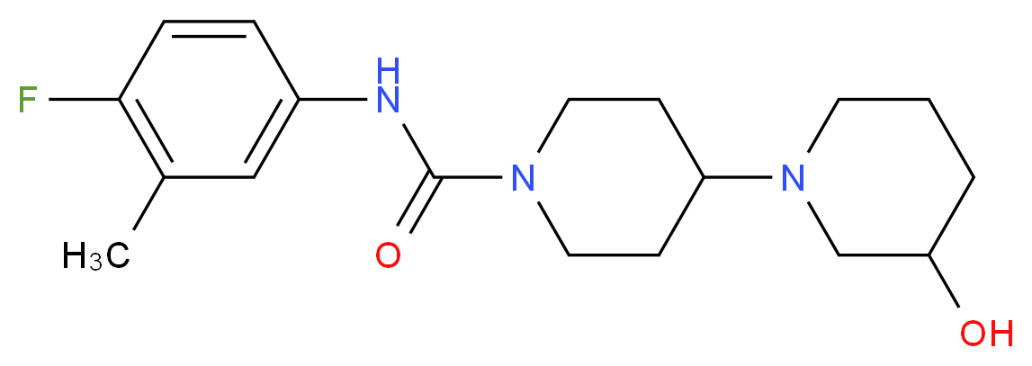 N-(4-fluoro-3-methylphenyl)-3-hydroxy-1,4'-bipiperidine-1'-carboxamide_分子结构_CAS_)