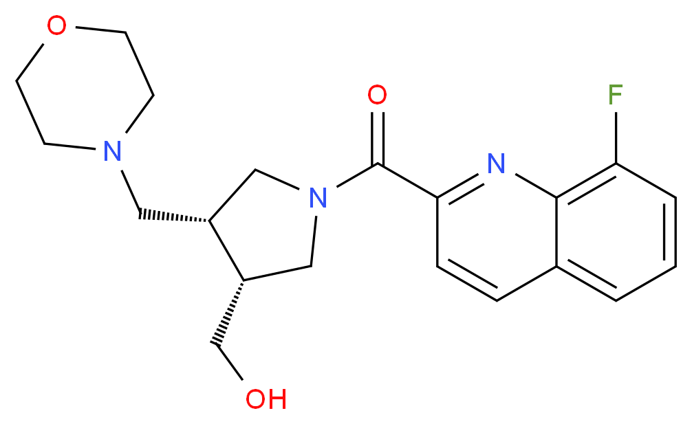 [(3R*,4R*)-1-[(8-fluoroquinolin-2-yl)carbonyl]-4-(morpholin-4-ylmethyl)pyrrolidin-3-yl]methanol_分子结构_CAS_)