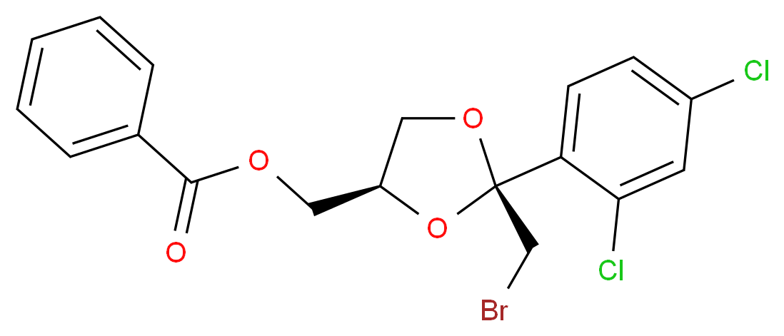 [(2R,4R)-2-(bromomethyl)-2-(2,4-dichlorophenyl)-1,3-dioxolan-4-yl]methyl benzoate_分子结构_CAS_61397-56-6