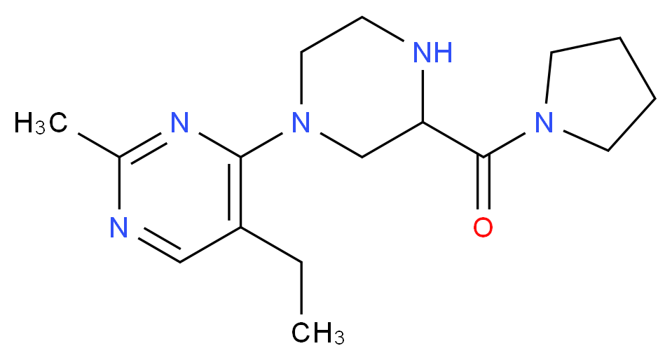 5-ethyl-2-methyl-4-[3-(1-pyrrolidinylcarbonyl)-1-piperazinyl]pyrimidine_分子结构_CAS_)