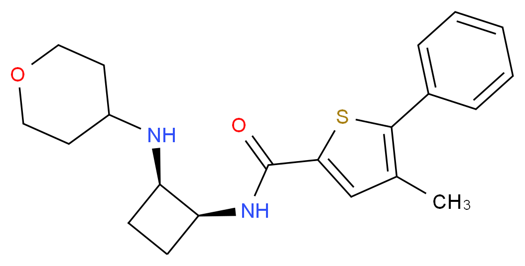 4-methyl-5-phenyl-N-[(1S*,2R*)-2-(tetrahydro-2H-pyran-4-ylamino)cyclobutyl]-2-thiophenecarboxamide_分子结构_CAS_)