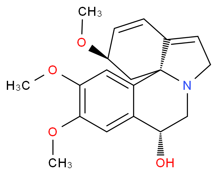 (1S,8R,16R)-4,5,16-trimethoxy-10-azatetracyclo[8.7.0.0<sup>1</sup>,<sup>1</sup><sup>3</sup>.0<sup>2</sup>,<sup>7</sup>]heptadeca-2,4,6,12,14-pentaen-8-ol_分子结构_CAS_51666-26-3