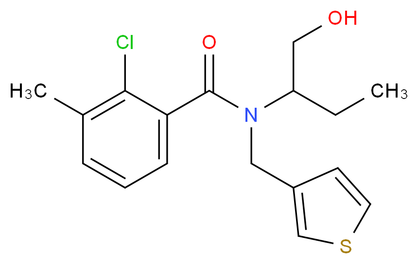 2-chloro-N-[1-(hydroxymethyl)propyl]-3-methyl-N-(3-thienylmethyl)benzamide_分子结构_CAS_)