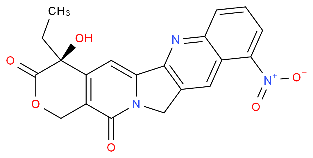 (19S)-19-ethyl-19-hydroxy-8-nitro-17-oxa-3,13-diazapentacyclo[11.8.0.0<sup>2</sup>,<sup>1</sup><sup>1</sup>.0<sup>4</sup>,<sup>9</sup>.0<sup>1</sup><sup>5</sup>,<sup>2</sup><sup>0</sup>]henicosa-1(21),2(11),3,5,7,9,15(20)-heptaene-14,18-dione_分子结构_CAS_169939-93-9