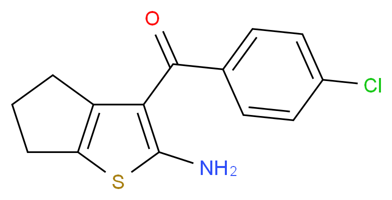 (2-Amino-5,6-dihydro-4H-cyclopenta[b]thiophen-3-yl)-(4-chloro-phenyl)-methanone_分子结构_CAS_)