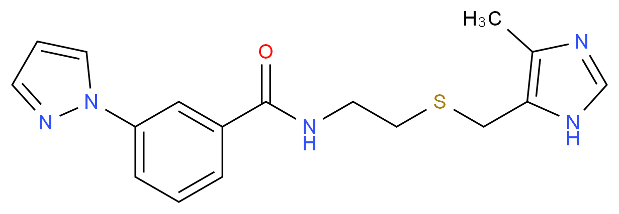 N-(2-{[(4-methyl-1H-imidazol-5-yl)methyl]thio}ethyl)-3-(1H-pyrazol-1-yl)benzamide_分子结构_CAS_)