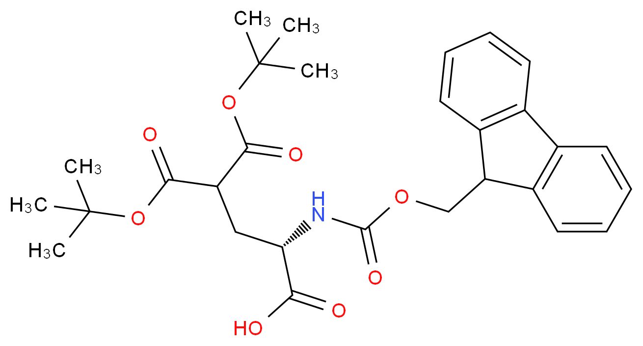 (2S)-5-(tert-butoxy)-4-[(tert-butoxy)carbonyl]-2-{[(9H-fluoren-9-ylmethoxy)carbonyl]amino}-5-oxopentanoic acid_分子结构_CAS_111662-64-7