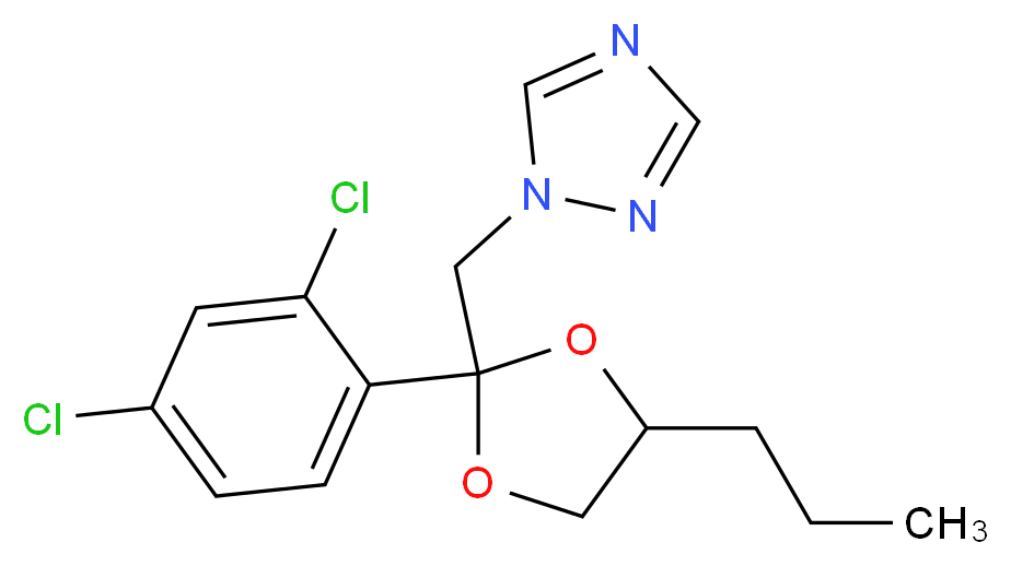1-{[2-(2,4-dichlorophenyl)-4-propyl-1,3-dioxolan-2-yl]methyl}-1H-1,2,4-triazole_分子结构_CAS_60207-90-1
