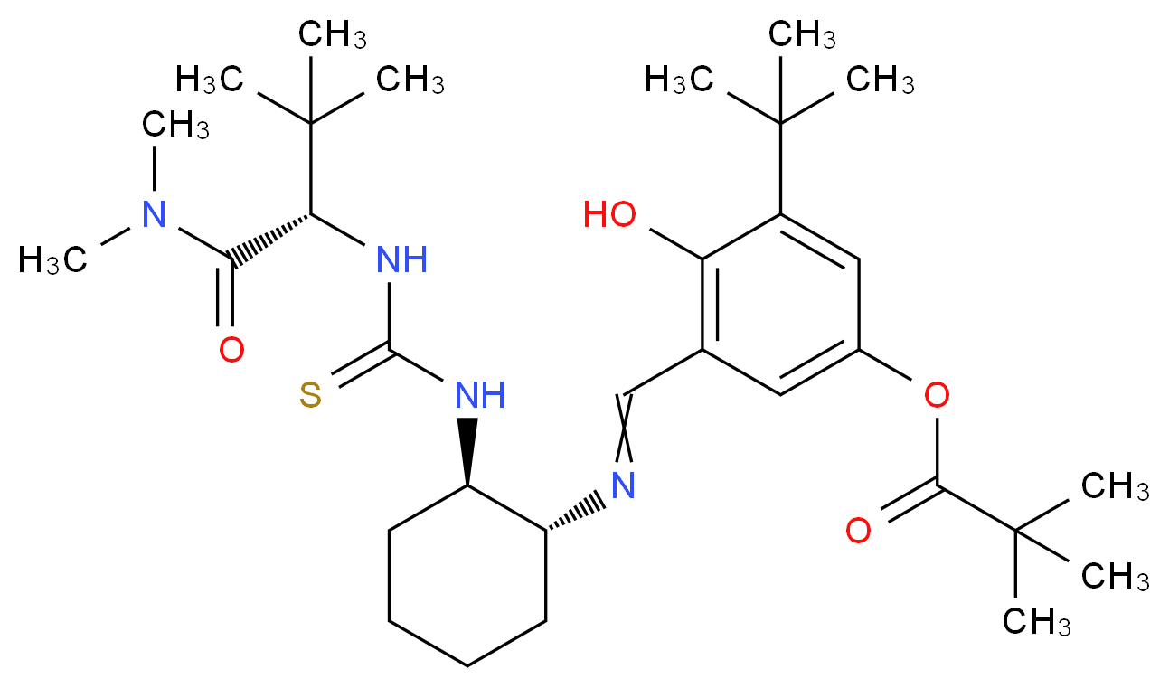 3-[(E)-[[(1R,2R)-2-[[(1S)-1-[(二甲氨基)羰基]-2,2-二甲基丙基]硫脲基]环己基]亚氨基]甲基]-5-(叔丁基)-4-羟基苯基新戊酸酯_分子结构_CAS_462632-54-8)