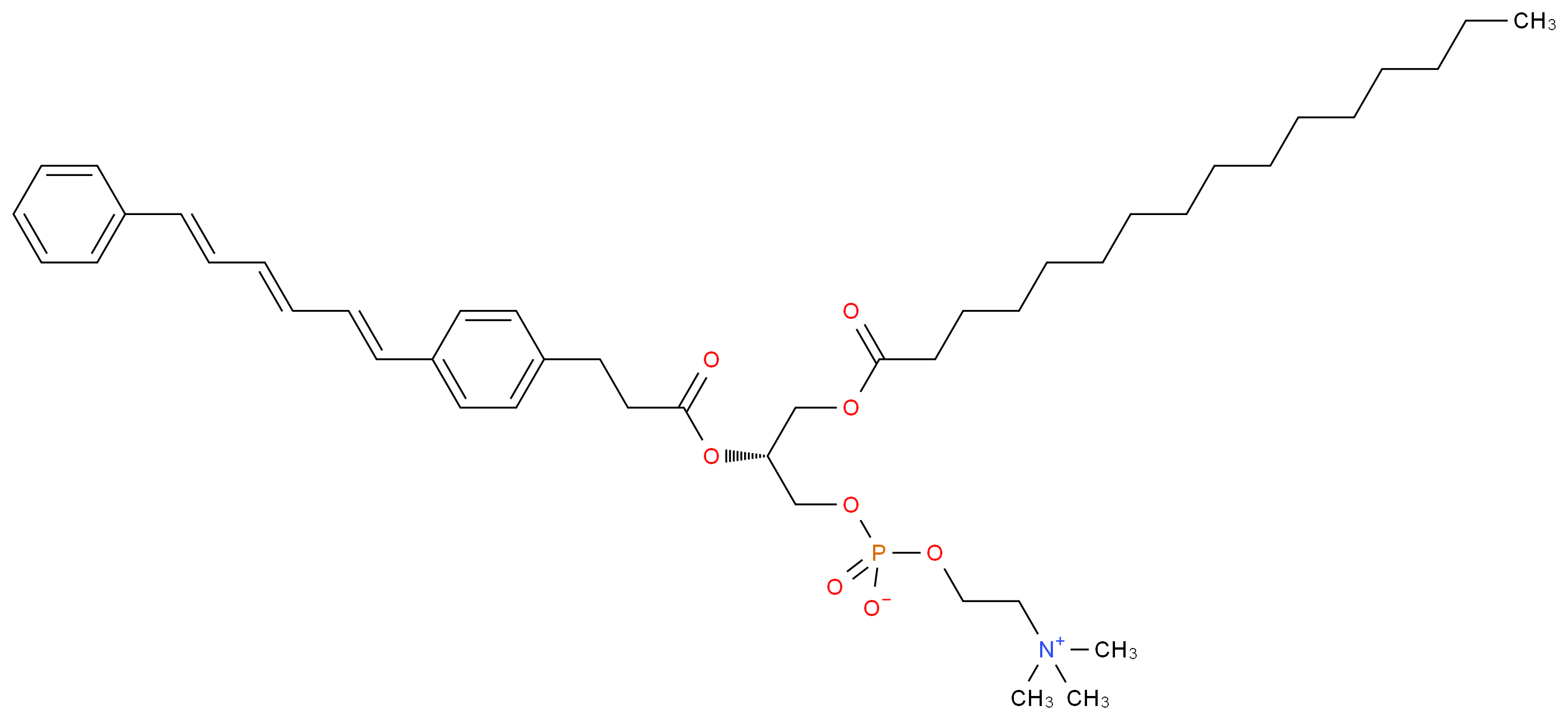 (2-{[(2R)-3-(hexadecanoyloxy)-2-[(3-{4-[(1E,3E,5E)-6-phenylhexa-1,3,5-trien-1-yl]phenyl}propanoyl)oxy]propyl phosphonato]oxy}ethyl)trimethylazanium_分子结构_CAS_98014-38-1