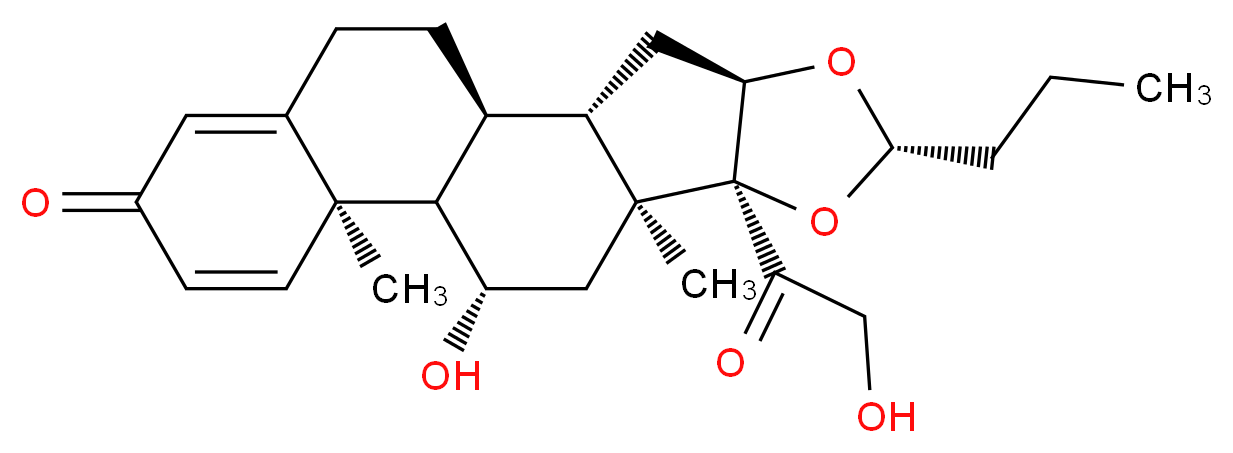 (1S,2S,4R,6S,8S,9S,11S,12S,13R)-11-hydroxy-8-(2-hydroxyacetyl)-9,13-dimethyl-6-propyl-5,7-dioxapentacyclo[10.8.0.0^{2,9}.0^{4,8}.0^{13,18}]icosa-14,17-dien-16-one_分子结构_CAS_51372-28-2