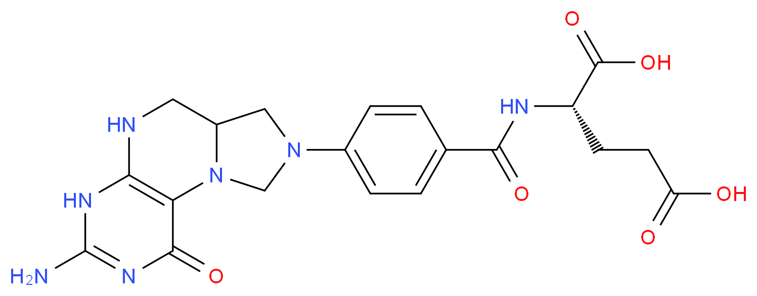 (2S)-2-[(4-{3-amino-1-oxo-1H,4H,5H,6H,6aH,7H,8H,9H-imidazolidino[1,5-f]pteridin-8-yl}phenyl)formamido]pentanedioic acid_分子结构_CAS_3432-99-3