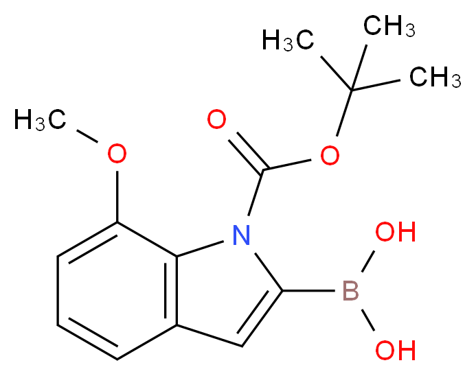1-Boc-7-甲氧基吲哚-2-硼酸_分子结构_CAS_913835-81-1)