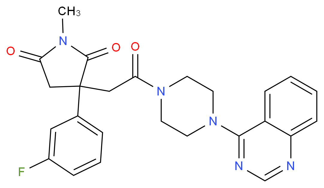 3-(3-fluorophenyl)-1-methyl-3-{2-oxo-2-[4-(4-quinazolinyl)-1-piperazinyl]ethyl}-2,5-pyrrolidinedione_分子结构_CAS_)