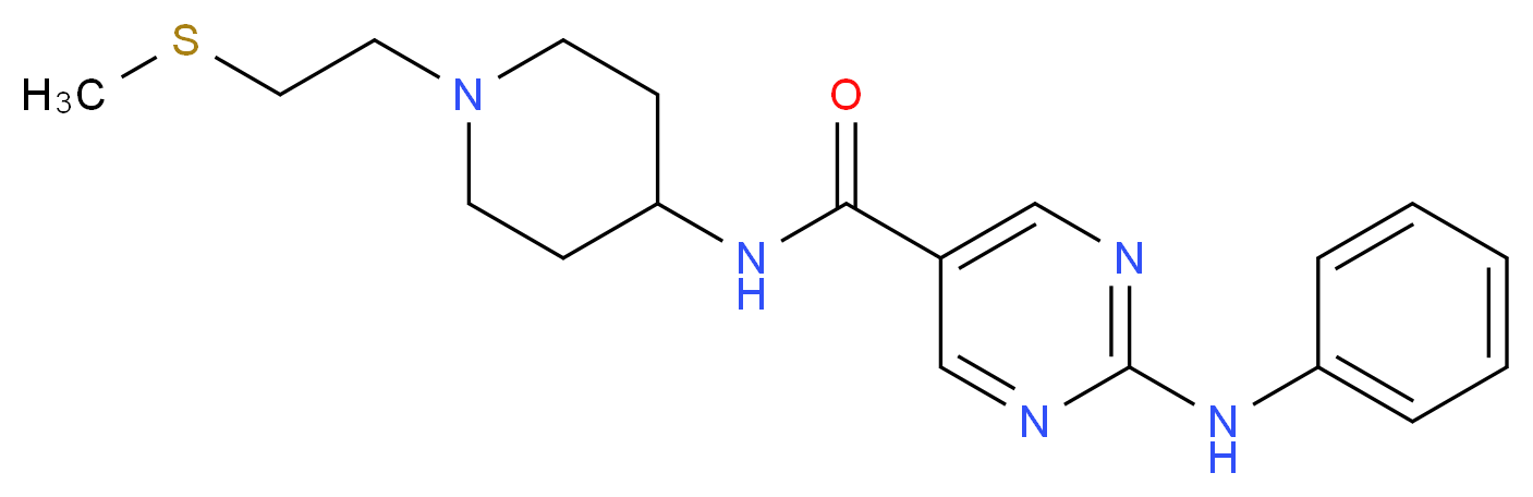 2-anilino-N-{1-[2-(methylthio)ethyl]piperidin-4-yl}pyrimidine-5-carboxamide_分子结构_CAS_)