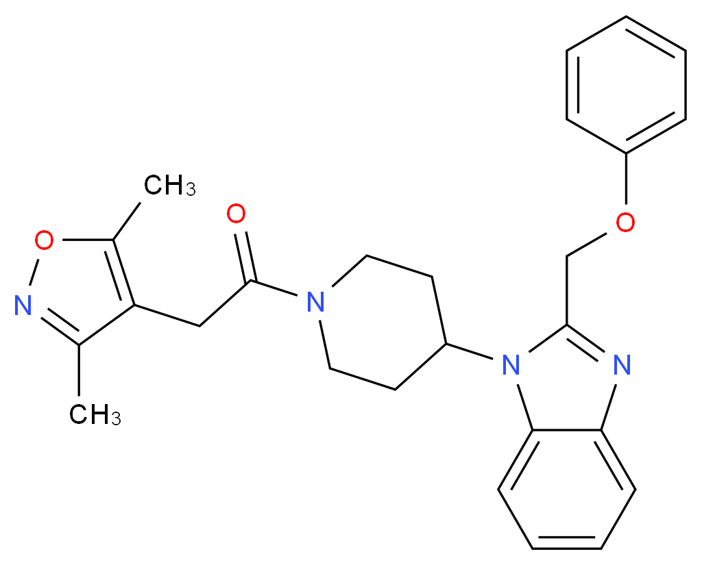 1-{1-[(3,5-dimethyl-4-isoxazolyl)acetyl]-4-piperidinyl}-2-(phenoxymethyl)-1H-benzimidazole_分子结构_CAS_)