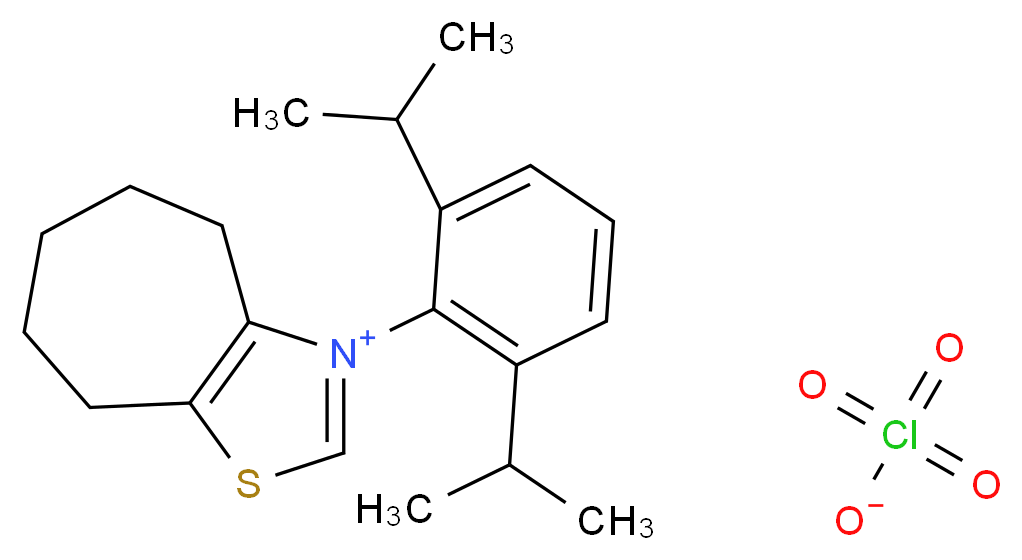 3-[2,6-bis(propan-2-yl)phenyl]-4H,5H,6H,7H,8H-1,3λ<sup>5</sup>-cyclohepta[d][1,3λ<sup>5</sup>]thiazol-3-ylium perchlorate_分子结构_CAS_1062158-66-0