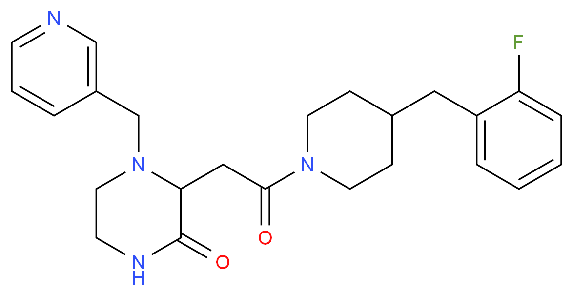 3-{2-[4-(2-fluorobenzyl)-1-piperidinyl]-2-oxoethyl}-4-(3-pyridinylmethyl)-2-piperazinone_分子结构_CAS_)
