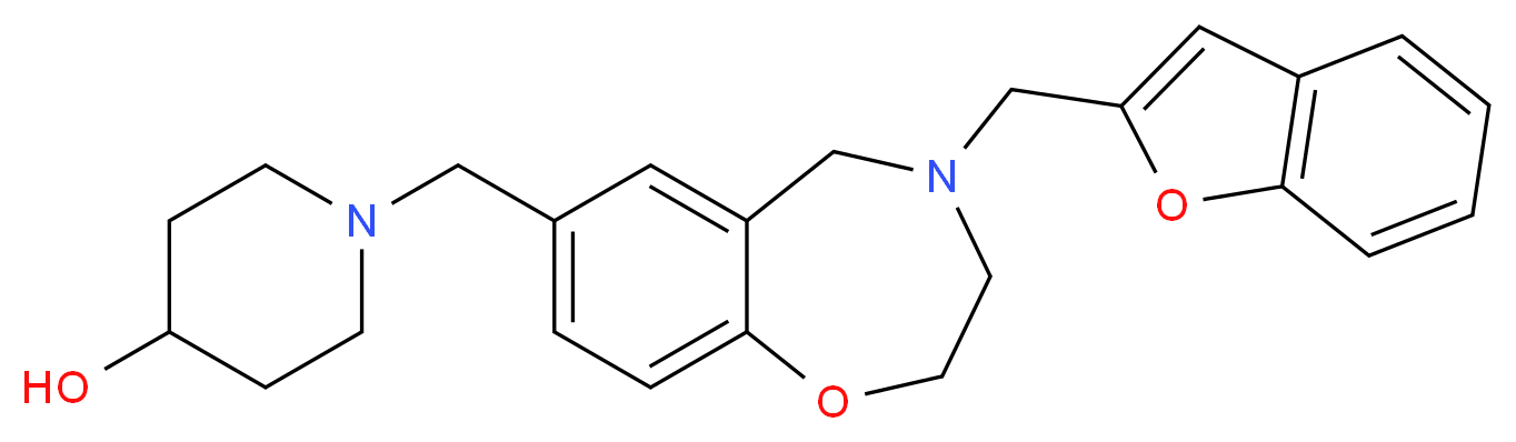 1-{[4-(1-benzofuran-2-ylmethyl)-2,3,4,5-tetrahydro-1,4-benzoxazepin-7-yl]methyl}-4-piperidinol_分子结构_CAS_)