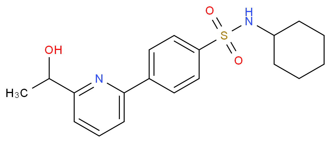 N-cyclohexyl-4-[6-(1-hydroxyethyl)pyridin-2-yl]benzenesulfonamide_分子结构_CAS_)