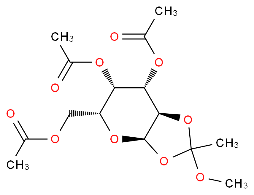 [(3aR,5R,6S,7S,7aR)-6,7-bis(acetyloxy)-2-methoxy-2-methyl-hexahydro-[1,3]dioxolo[4,5-b]pyran-5-yl]methyl acetate_分子结构_CAS_50801-29-1