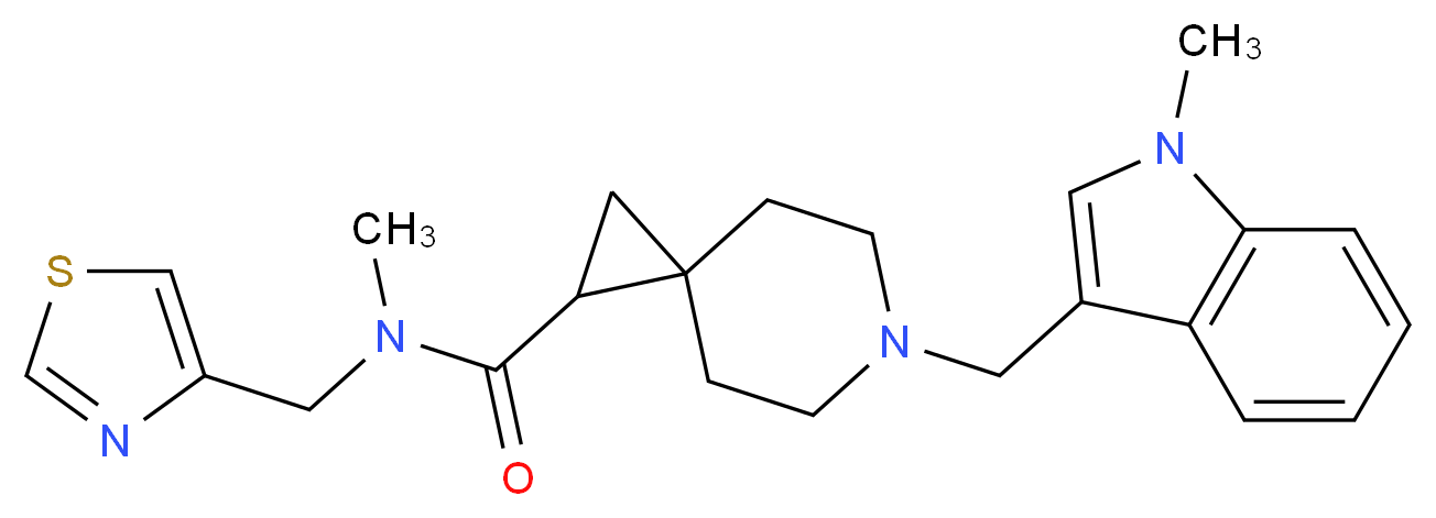N-methyl-6-[(1-methyl-1H-indol-3-yl)methyl]-N-(1,3-thiazol-4-ylmethyl)-6-azaspiro[2.5]octane-1-carboxamide_分子结构_CAS_)