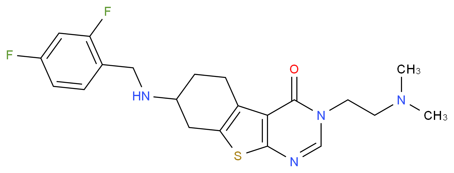 7-[(2,4-difluorobenzyl)amino]-3-[2-(dimethylamino)ethyl]-5,6,7,8-tetrahydro[1]benzothieno[2,3-d]pyrimidin-4(3H)-one_分子结构_CAS_)