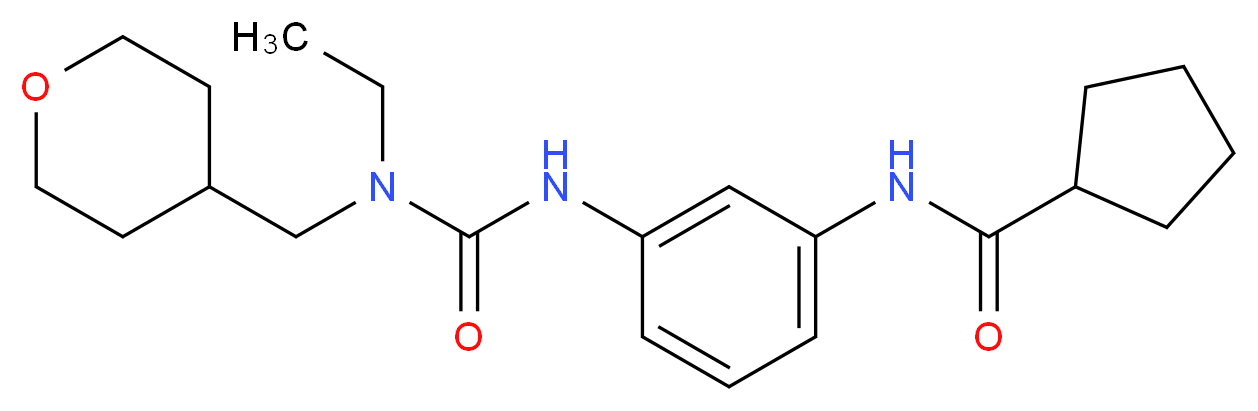 N-[3-({[ethyl(tetrahydro-2H-pyran-4-ylmethyl)amino]carbonyl}amino)phenyl]cyclopentanecarboxamide_分子结构_CAS_)