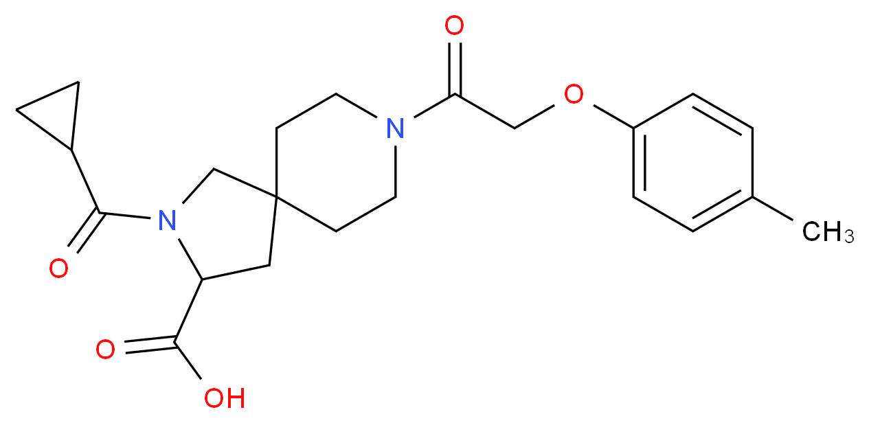 2-(cyclopropylcarbonyl)-8-[(4-methylphenoxy)acetyl]-2,8-diazaspiro[4.5]decane-3-carboxylic acid_分子结构_CAS_)
