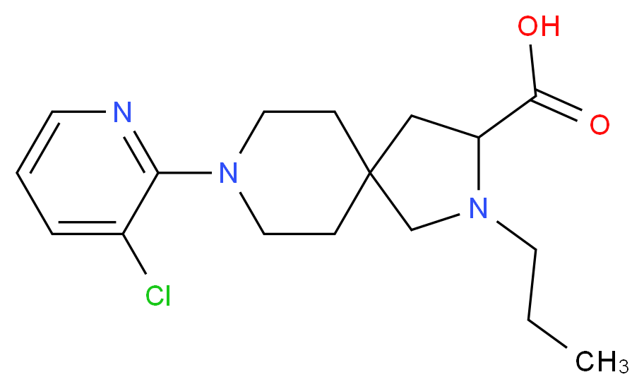 8-(3-chloro-2-pyridinyl)-2-propyl-2,8-diazaspiro[4.5]decane-3-carboxylic acid_分子结构_CAS_)