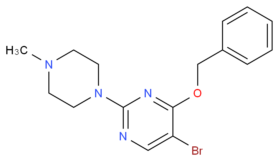 4-苄氧基-5-溴-2-(4-甲基-1-哌嗪)嘧啶_分子结构_CAS_885952-24-9)