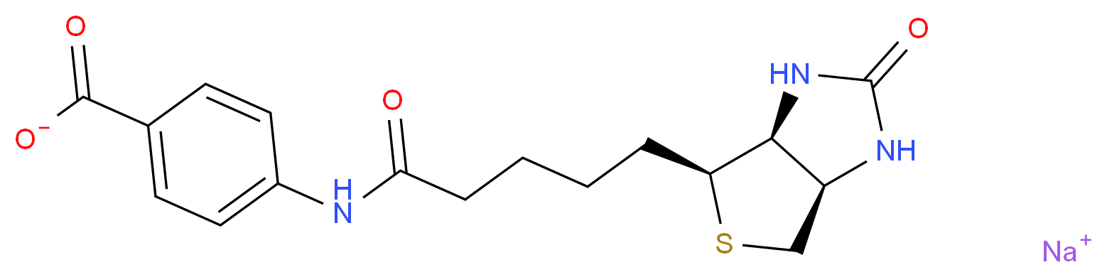 sodium 4-{5-[(3aS,4S,6aR)-2-oxo-hexahydro-1H-thieno[3,4-d]imidazolidin-4-yl]pentanamido}benzoate_分子结构_CAS_102418-74-6