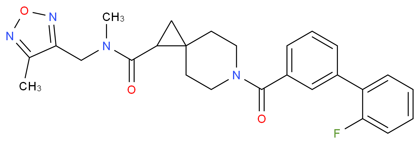 6-[(2'-fluoro-3-biphenylyl)carbonyl]-N-methyl-N-[(4-methyl-1,2,5-oxadiazol-3-yl)methyl]-6-azaspiro[2.5]octane-1-carboxamide_分子结构_CAS_)