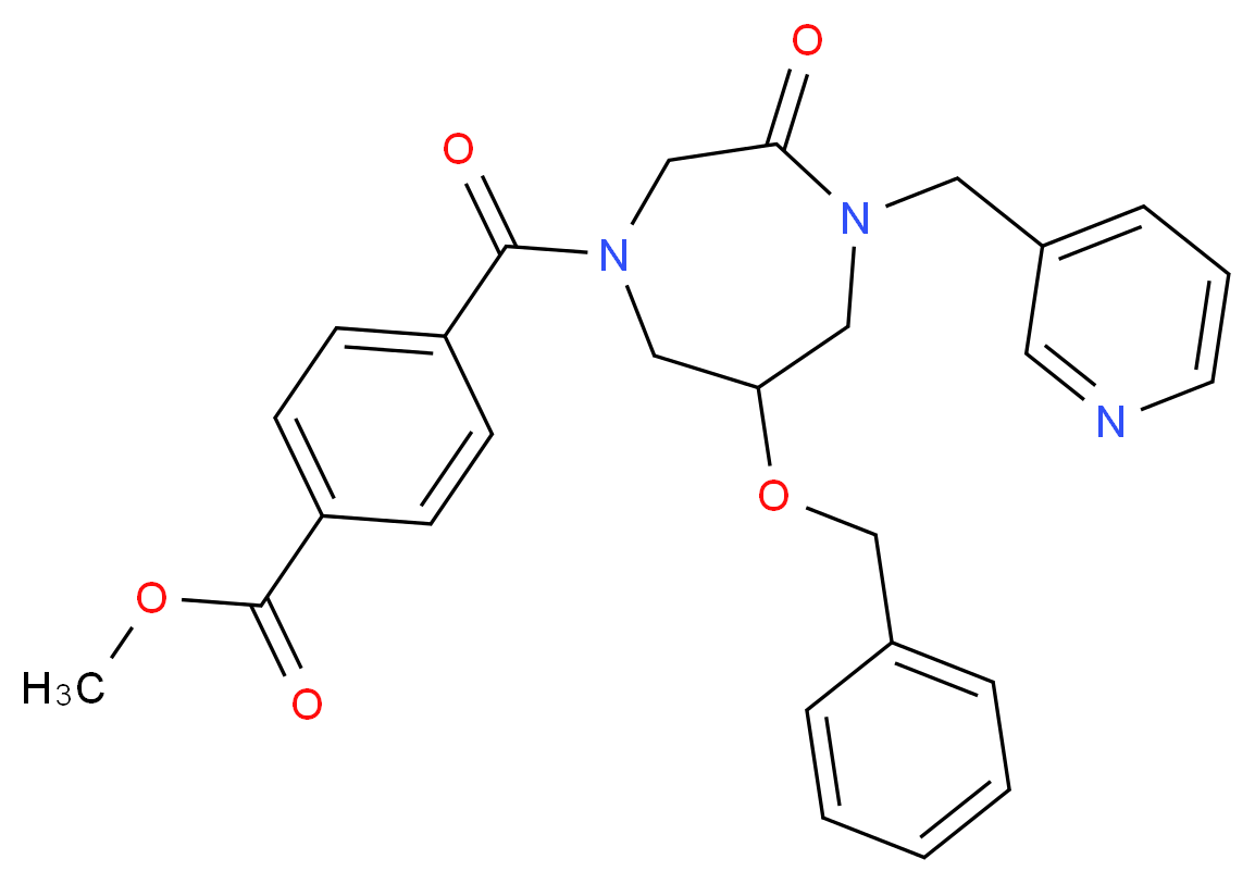methyl 4-{[6-(benzyloxy)-3-oxo-4-(3-pyridinylmethyl)-1,4-diazepan-1-yl]carbonyl}benzoate_分子结构_CAS_)
