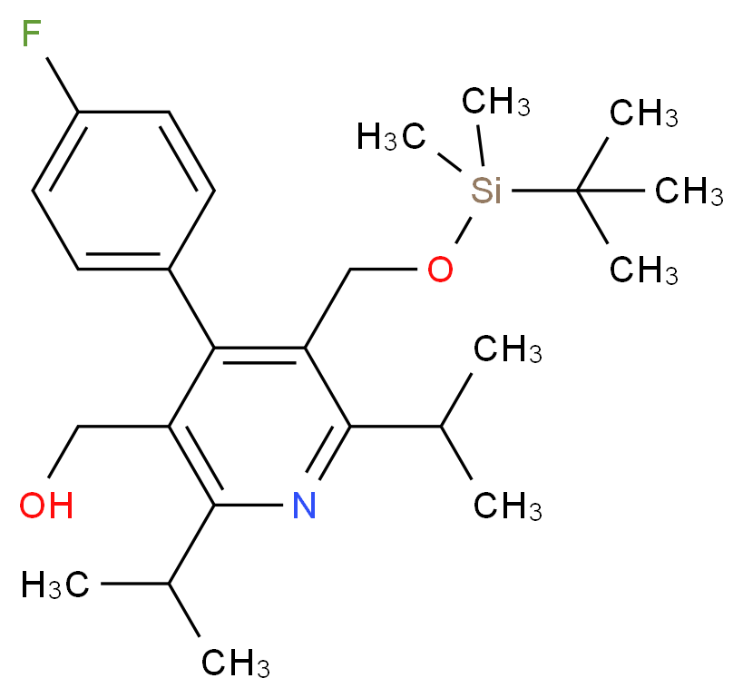 3-tert-Butyldimethylsilyloxymethyl-2,6-diisopropyl-4-(4-fluorophenyl)-5-hydroxymethyl-pyridine_分子结构_CAS_124863-82-7)