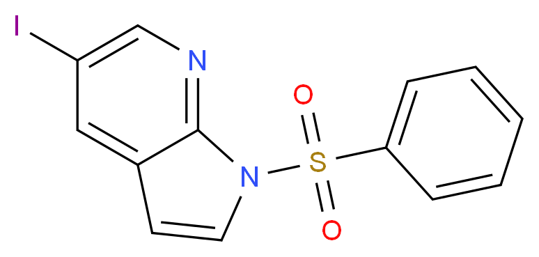 1-Benzenesulfonyl-5-iodo-1H-pyrrolo[2,3-b]pyridine_分子结构_CAS_1227268-94-1)