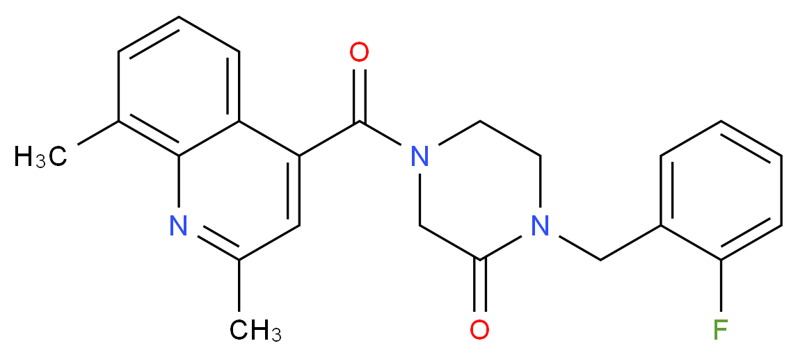 4-[(2,8-dimethyl-4-quinolinyl)carbonyl]-1-(2-fluorobenzyl)-2-piperazinone_分子结构_CAS_)