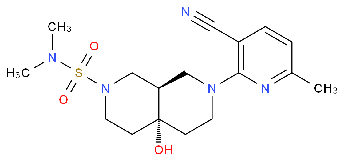 (4aR*,8aR*)-7-(3-cyano-6-methylpyridin-2-yl)-4a-hydroxy-N,N-dimethyloctahydro-2,7-naphthyridine-2(1H)-sulfonamide_分子结构_CAS_)