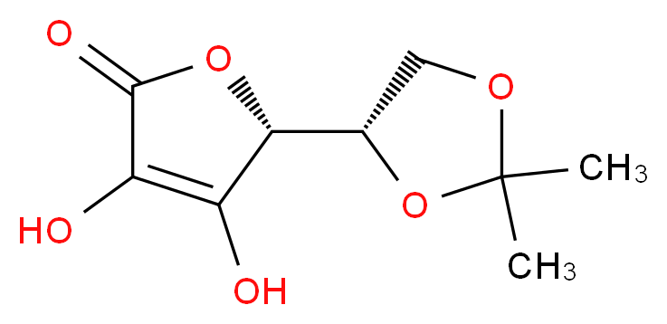 (5R)-5-[(4S)-2,2-dimethyl-1,3-dioxolan-4-yl]-3,4-dihydroxy-2,5-dihydrofuran-2-one_分子结构_CAS_15042-01-0