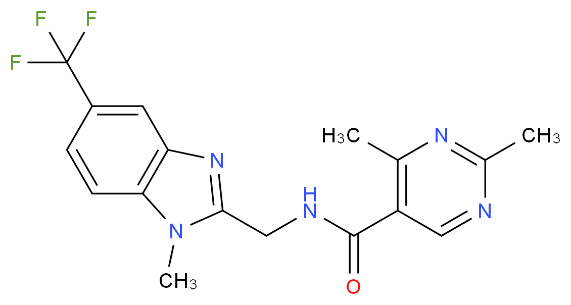 2,4-dimethyl-N-{[1-methyl-5-(trifluoromethyl)-1H-benzimidazol-2-yl]methyl}pyrimidine-5-carboxamide_分子结构_CAS_)