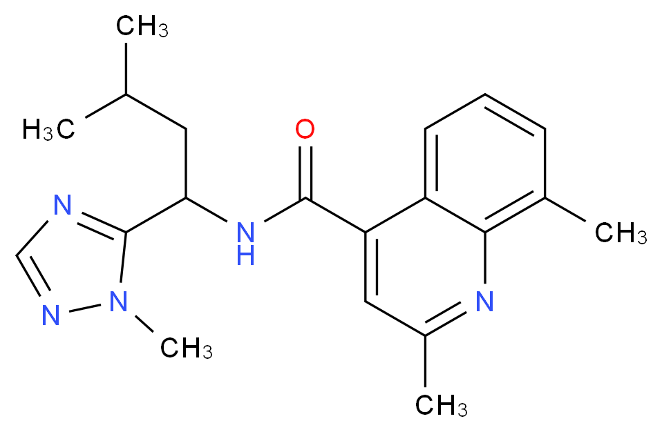 2,8-dimethyl-N-[3-methyl-1-(1-methyl-1H-1,2,4-triazol-5-yl)butyl]-4-quinolinecarboxamide_分子结构_CAS_)