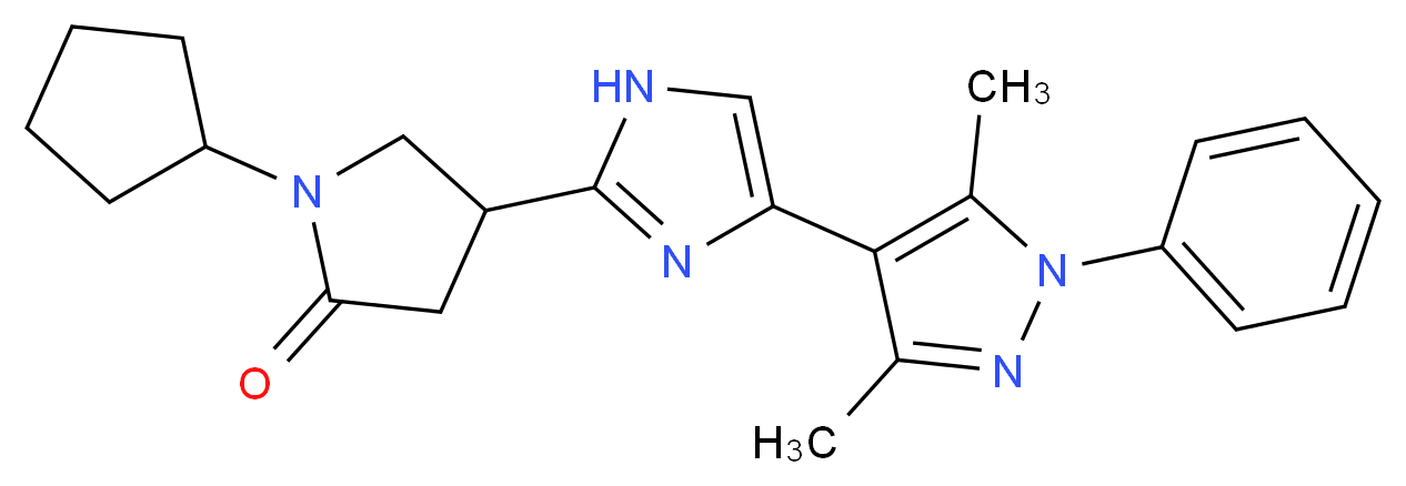 1-cyclopentyl-4-[4-(3,5-dimethyl-1-phenyl-1H-pyrazol-4-yl)-1H-imidazol-2-yl]-2-pyrrolidinone_分子结构_CAS_)