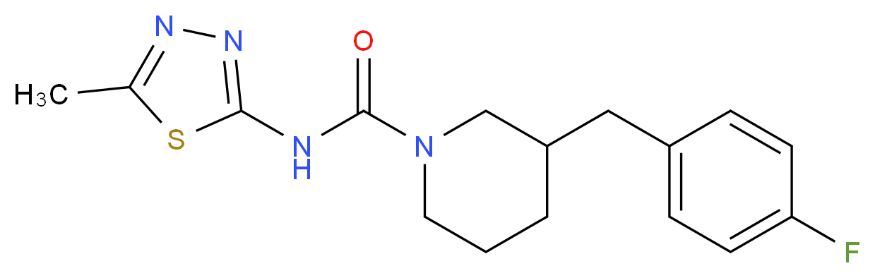 3-(4-fluorobenzyl)-N-(5-methyl-1,3,4-thiadiazol-2-yl)piperidine-1-carboxamide_分子结构_CAS_)