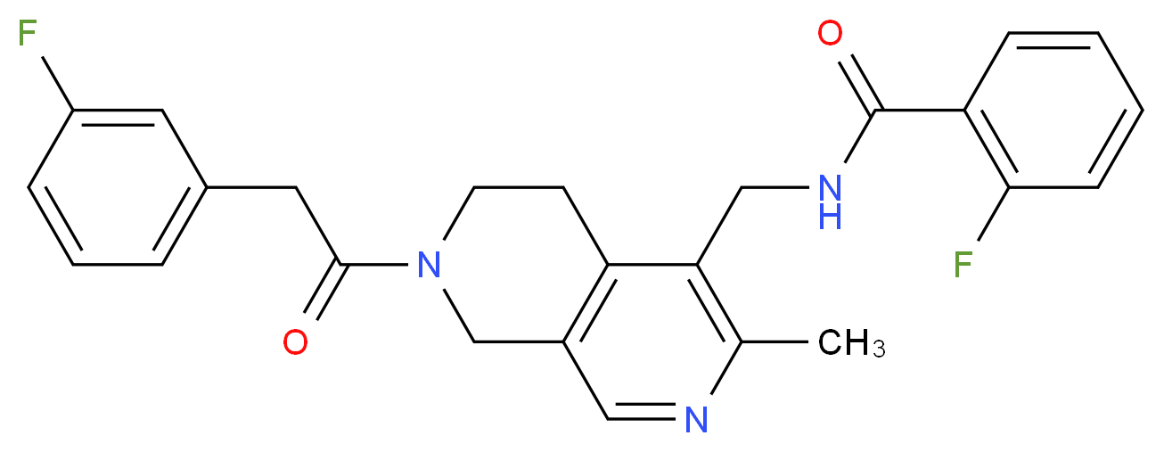 2-fluoro-N-({7-[(3-fluorophenyl)acetyl]-3-methyl-5,6,7,8-tetrahydro-2,7-naphthyridin-4-yl}methyl)benzamide_分子结构_CAS_)