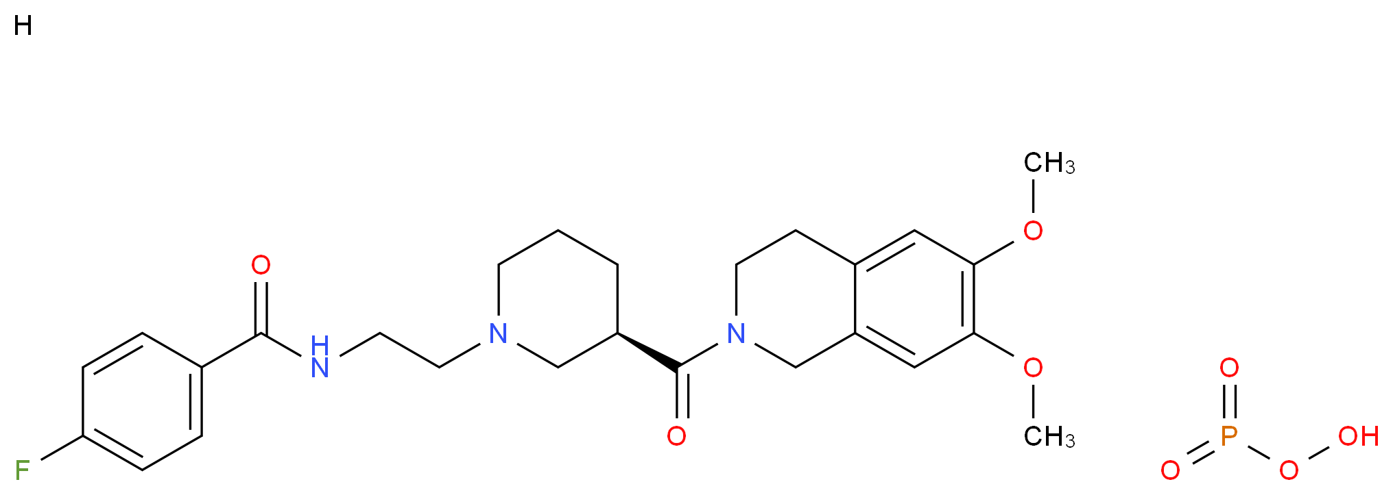 N-{2-[(3R)-3-(6,7-dimethoxy-1,2,3,4-tetrahydroisoquinoline-2-carbonyl)piperidin-1-yl]ethyl}-4-fluorobenzamide; phosphoperoxol_分子结构_CAS_312752-86-6